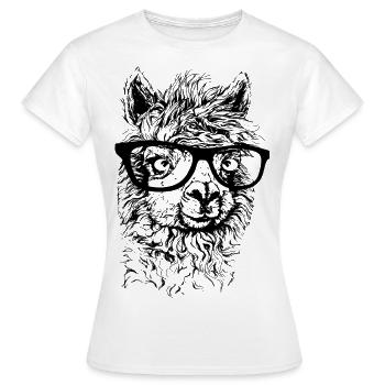 Cadeau de lunettes lama alpaga animal zoo nerd - T-shirt Femme - blanc - Devant - AI Model Female 172 dark (172cm)