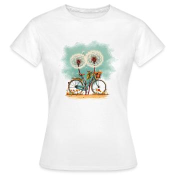 Fahrrad an Pusteblume angeschlossen - Frauen T-Shirt - Weiß - Vorne - AI Model Female 172 dark (172cm)