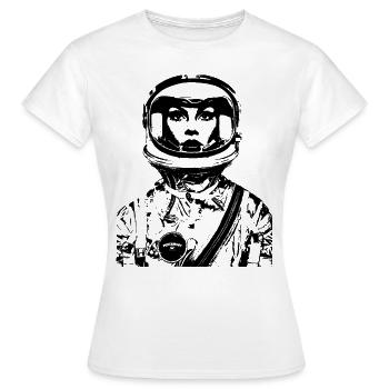 ASTRONAUTIN ASTRONAUT FRAU FRAUENPOWER STENCIL - Frauen T-Shirt - Weiß - Vorne - AI Model Female 172 dark (172cm)