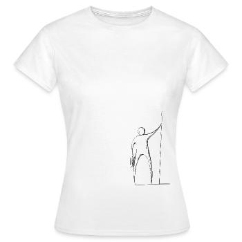 Skizzenhafte Figur, stiller Beobachter, Wanderer - Frauen T-Shirt - Weiß - Vorne - AI Model Female 172 dark (172cm)