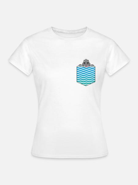 Torebka na piersi Hippo Hippo Hipopotamowy prezent - Dame-T-shirt - hvid