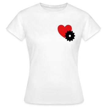 Herz und Zahnrad - Frauen T-Shirt - Weiß - Vorne - AI Model Female 172 dark (172cm)