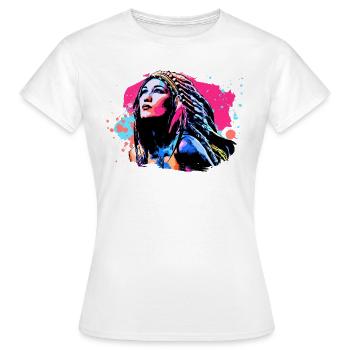 Indianische Frau - Frauen T-Shirt - Weiß - Vorne - AI Model Female 172 dark (172cm)