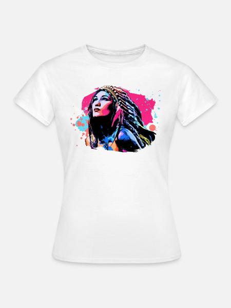 Indianische Frau - Frauen T-Shirt - Weiß