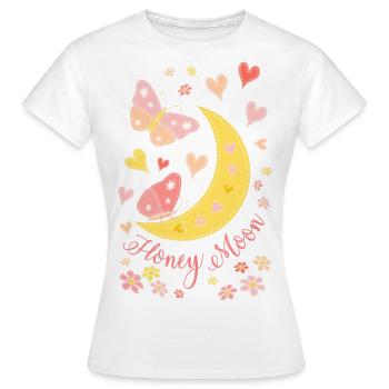 Lune de miel avec fleurs de coeur de lune et papillons - T-shirt Femme - blanc - Devant - AI Model Female 172 dark (172cm)