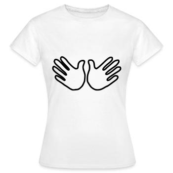 Emoji Hand Open Sketch Noir - T-shirt Femme - blanc - Devant - AI Model Female 172 dark (172cm)
