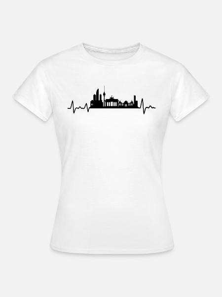 Berlin Herzschlag Skyline Berliner Geschenk - Frauen T-Shirt - Weiß