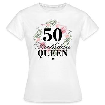 50th birthday Birthday Queen 50 years - Women's T-Shirt - white - Front - AI Model Female 172 dark (172cm)
