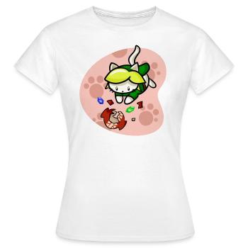Katze Held Videospiel Rubin Mit Hintergrund Link - Frauen T-Shirt - Weiß - Vorne - AI Model Female 172 dark (172cm)