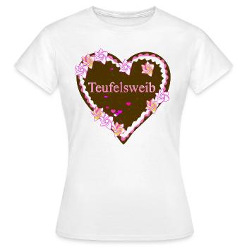 Lebkuchenherz Teufelsweib - Frauen T-Shirt - Weiß - Vorne - AI Model Female 172 dark (172cm)