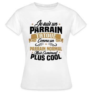 J'ai un parrain tatoué comme un parrain normal - T-shirt Femme - blanc - Devant - AI Model Female 172 dark (172cm)