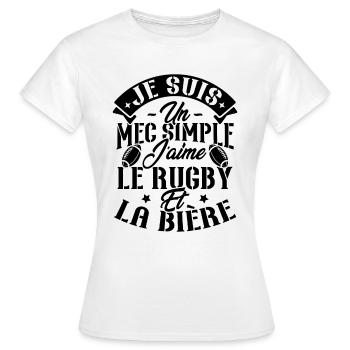 Je suis un Mec simple j'aime rugby et la bière - T-shirt Femme - blanc - Devant - AI Model Female 172 dark (172cm)