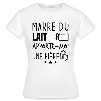 Marre du lait apporte moi une bière - T-shirt Femme - blanc - Devant - AI Model Female 172 dark (172cm)
