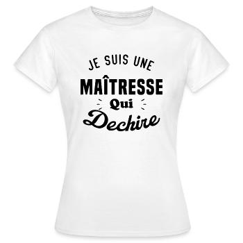 Je Suis Une Maîtresse Qui Déchire - T-shirt Femme - blanc - Devant - AI Model Female 172 dark (172cm)