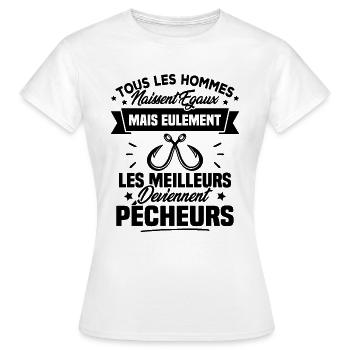 Les meilleurs hommes deviennent Pêcheurs - T-shirt Femme - blanc - Devant - AI Model Female 172 dark (172cm)