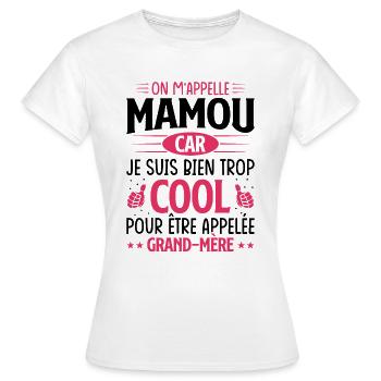 On m'appelle mamou - T-shirt Femme - blanc - Devant - AI Model Female 172 dark (172cm)