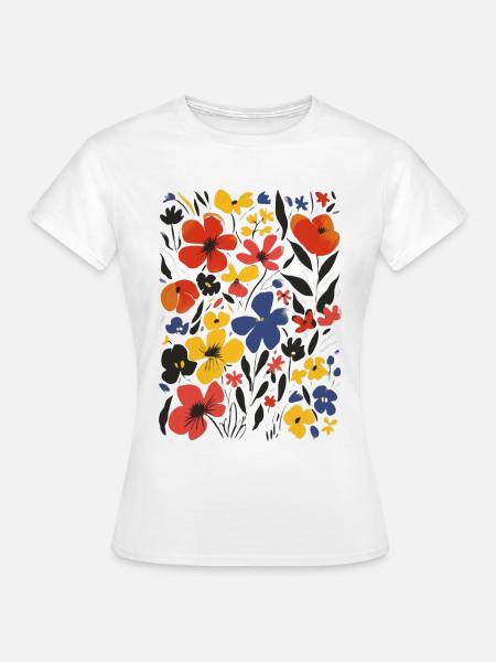 Modernes Blumenmuster - Frauen T-Shirt - Weiß