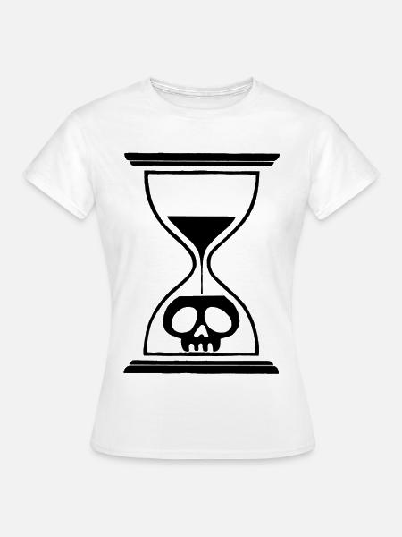 Schwarzer Sanduhr-Totenkopf - Frauen T-Shirt - Weiß