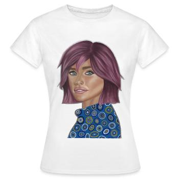 Pop Fashion Violett Porträt - Frauen T-Shirt - Weiß - Vorne - AI Model Female 172 dark (172cm)