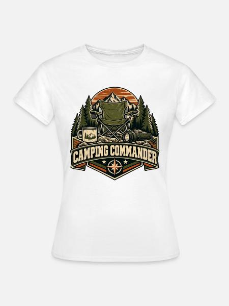 Camping Commander – Lustiges Camping-Abzeichen - Frauen T-Shirt - Weiß