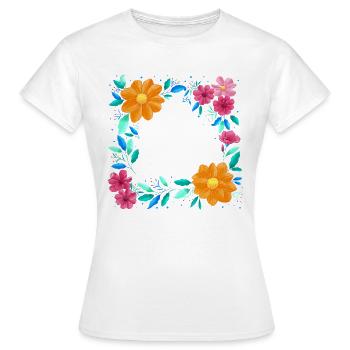 Couronne de fleurs aux couleurs vives - T-shirt Femme - blanc - Devant - AI Model Female 172 dark (172cm)