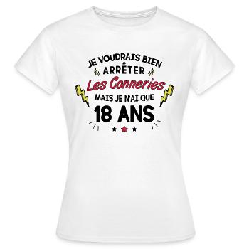Anniversaire 18 ans humour - T-shirt Femme - blanc - Devant - AI Model Female 172 dark (172cm)