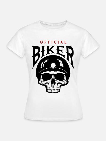 Skelett Biker - Dame-T-shirt - hvid