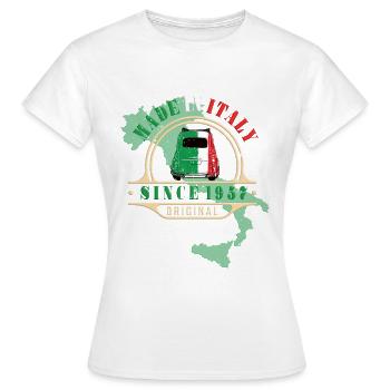 Fabriqué en Italie 1957 Oldtimer Car 500 Bambino - T-shirt Femme - blanc - Devant - AI Model Female 172 dark (172cm)