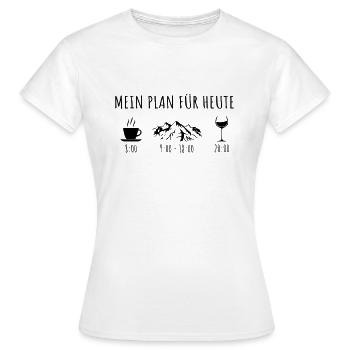 KAFFEE BERGE WEIN Alpen Berg Wandern Weinglas Idee - Frauen T-Shirt - Weiß - Vorne - AI Model Female 172 dark (172cm)