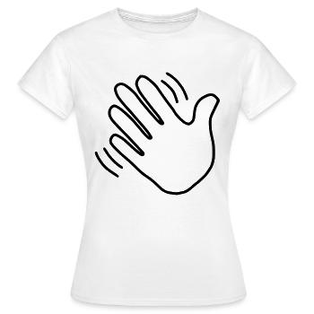 Emoji Hand winken Skizze schwarz - Frauen T-Shirt - Weiß - Vorne - AI Model Female 172 dark (172cm)