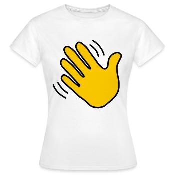 Emoji Hand winken Skizze Farbe - Frauen T-Shirt - Weiß - Vorne - AI Model Female 172 dark (172cm)