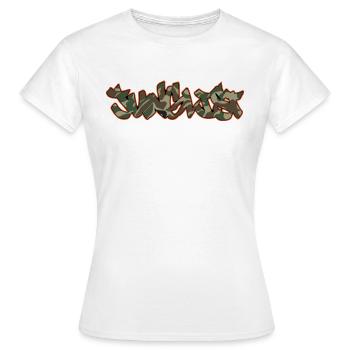 Junglist Camo Graffiti DNB Drum n Bass - T-shirt Femme - blanc - Devant - AI Model Female 172 dark (172cm)