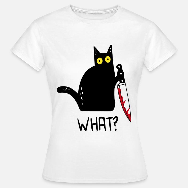Black Cat What? - Women's T-Shirt - white