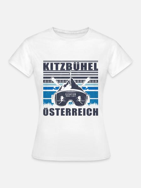 Kitzbühel Autriche Rétro Coucher De Soleil Ski 80s - T-shirt Femme - blanc