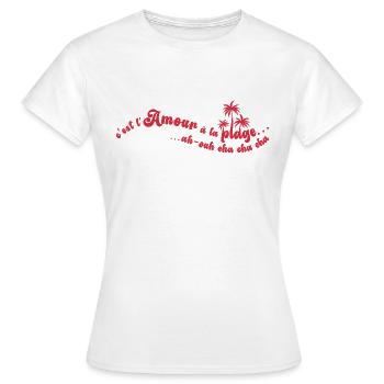 Amour a la plage - T-shirt Femme - blanc - Devant - AI Model Female 172 dark (172cm)