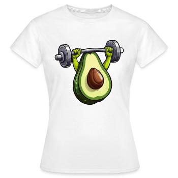 Avocado trainiert mit Langhantel - Frauen T-Shirt - Weiß - Vorne - AI Model Female 172 dark (172cm)