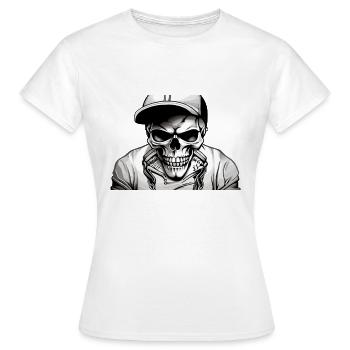 Totenkopf mit Cap - Frauen T-Shirt - Weiß - Vorne - AI Model Female 172 dark (172cm)