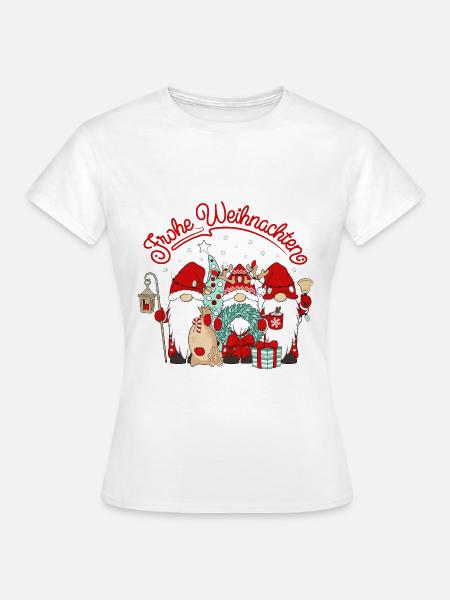 Wichtel Frohe Weihnachten Gnomies - Frauen T-Shirt - Weiß