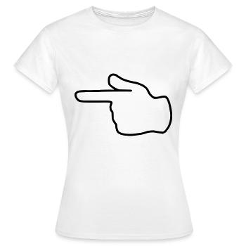 Emoji zeigen links Skizze schwarz - Frauen T-Shirt - Weiß - Vorne - AI Model Female 172 dark (172cm)