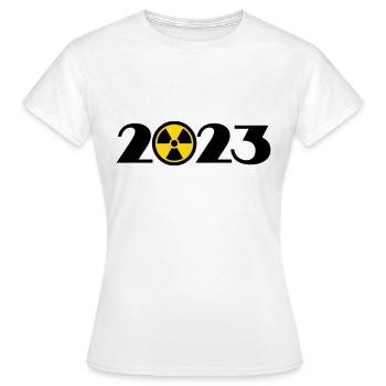 Attention radioactif, Rayonnement 2023 - T-shirt Femme - blanc - Devant - AI Model Female 172 dark (172cm)