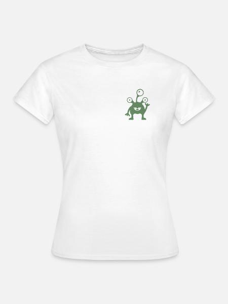 Dreiäugiger grüner Alien-Kumpel - Frauen T-Shirt - Weiß