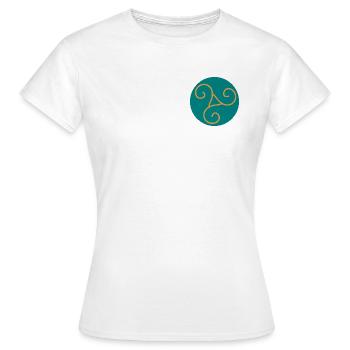 Decorative triskel in orange scrolls - Women's T-Shirt - white - Front - AI Model Female 172 dark (172cm)