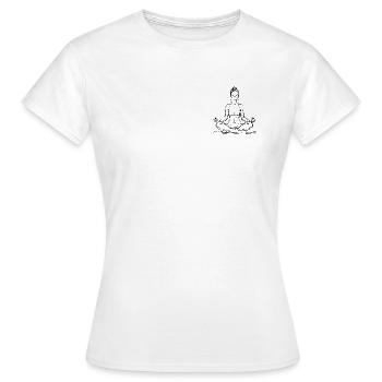 Lineart Yoga Meditation Lotussitz - Frauen T-Shirt - Weiß - Vorne - AI Model Female 172 dark (172cm)