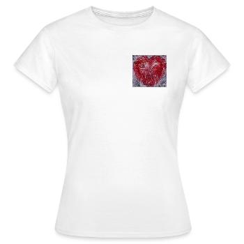 „Ein Herz, getragen von Freiheit- von Martina Eßer - Frauen T-Shirt - Weiß - Vorne - AI Model Female 172 dark (172cm)