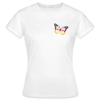 Papillon Allemagne noir rouge or bannière - T-shirt Femme - blanc - Devant - AI Model Female 172 dark (172cm)