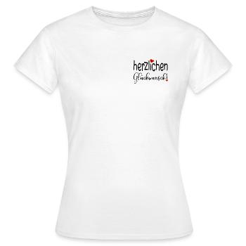 HERZLICHEN GLÜCKWUNSCH HERZ - Frauen T-Shirt - Weiß - Vorne - AI Model Female 172 dark (172cm)