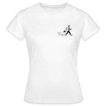 Wanderer mit Hund – Outdoor Design, Line Art - Frauen T-Shirt - Weiß - Vorne - AI Model Female 172 dark (172cm)