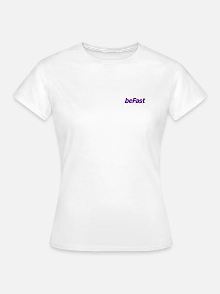 BeFast Schriftzug in Purpur - Frauen T-Shirt - Weiß