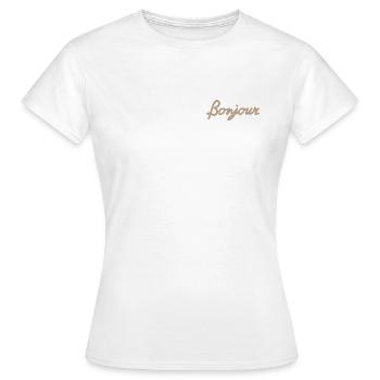 Bonjour – L’essence du chic français - T-shirt Femme - blanc - Devant - AI Model Female 172 dark (172cm)