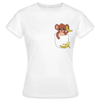 Singe dans la poche de poitrine – design animalier amusant - T-shirt Femme - blanc - Devant - AI Model Female 172 dark (172cm)
